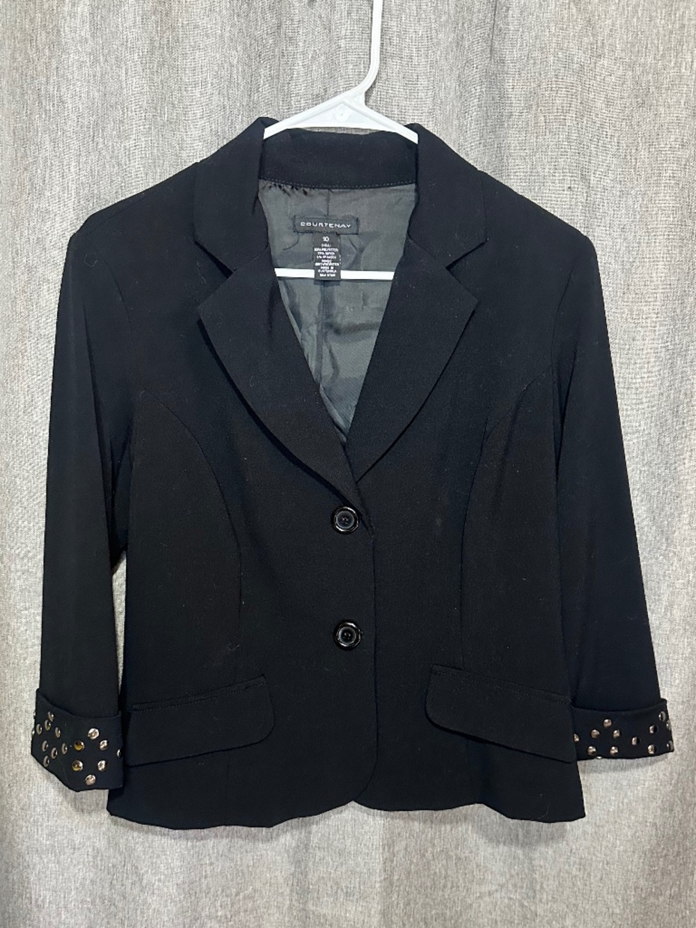 Courtenay Black Studded Cuff Blazer Jacket Size 10